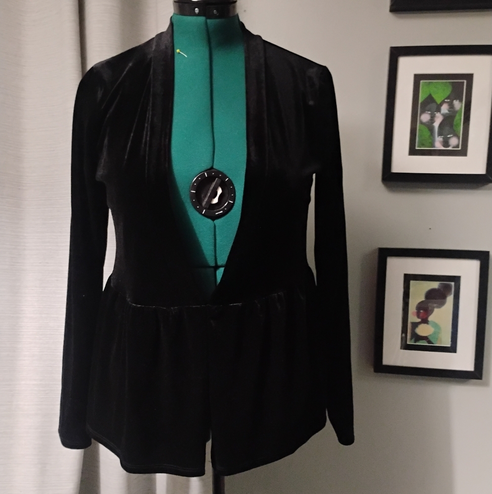 Modcloth Luxe The Part Soft Draped Black Velvet Blazer Sz M - Picture 15 of 16